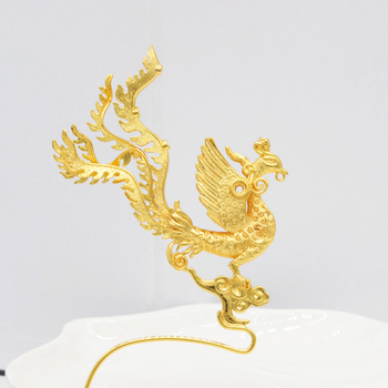 Ac de păr din cupru Phoenix, în stil palat vechi, cu motive animale/zodii, placare electroplatinată, accesoriu pentru nunți
