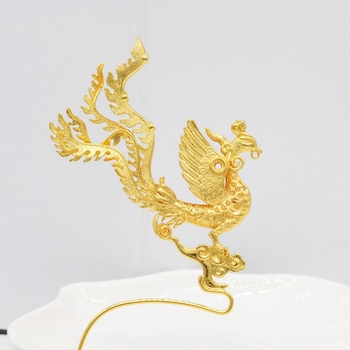 Ac de păr din cupru Phoenix, în stil palat vechi, cu motive animale/zodii, placare electroplatinată, accesoriu pentru nunți