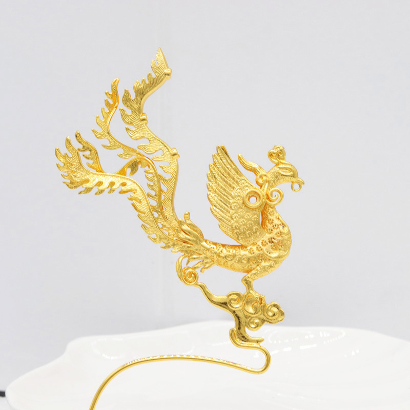 Ac de păr din cupru Phoenix, în stil palat vechi, cu motive animale/zodii, placare electroplatinată, accesoriu pentru nunți