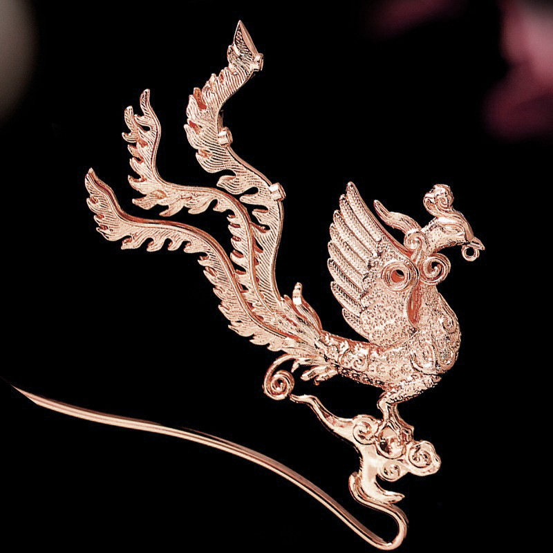 Ac de păr din cupru Phoenix, în stil palat vechi, cu motive animale/zodii, placare electroplatinată, accesoriu pentru nunți