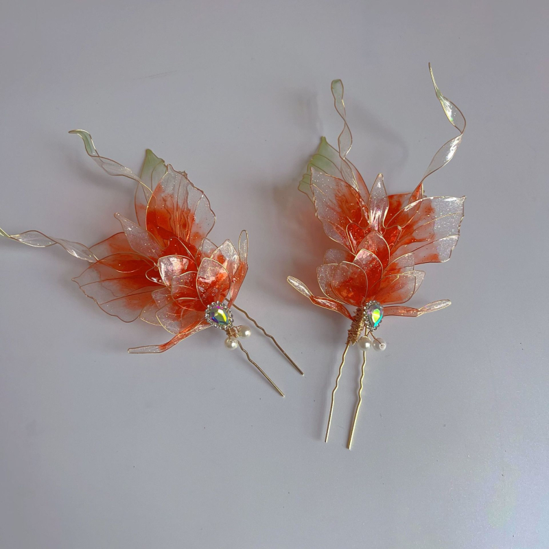 Set accesorii păr în stil vintage, decor floral, material plastic/rășină, lansare primăvara 2024