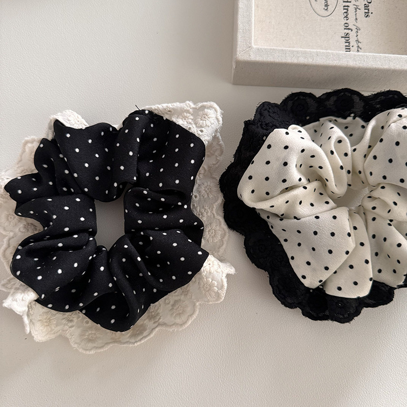 Velika gumica za kosu s čipkastim rubom, tkanina, ručna izrada, korejski stil, opušten tip