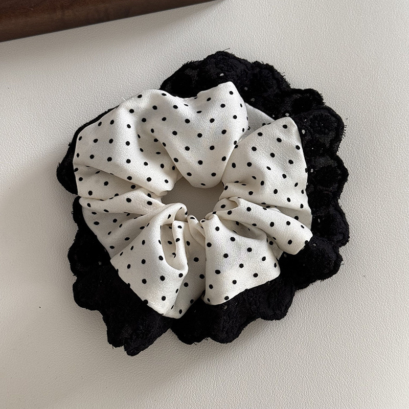Velika gumica za kosu s čipkastim rubom, tkanina, ručna izrada, korejski stil, opušten tip
