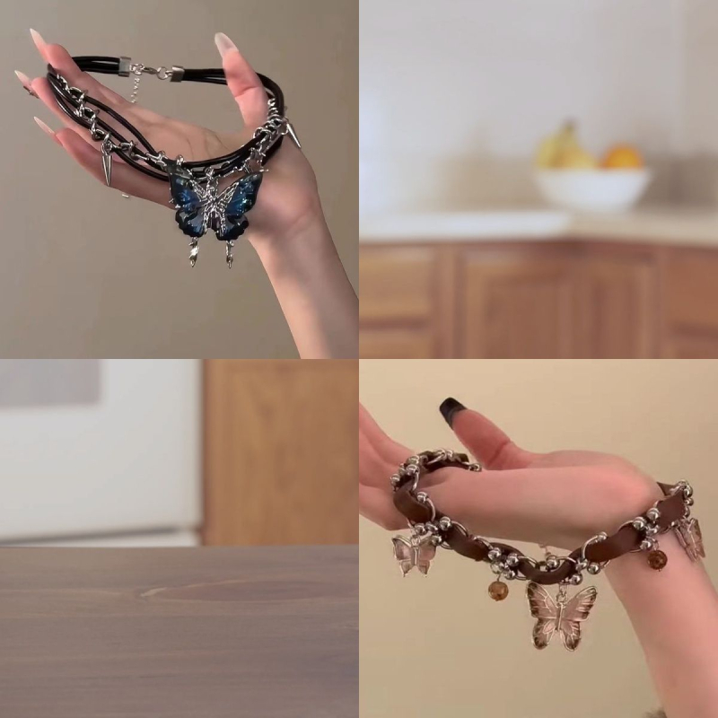 Κολιέ με gradient πεταλούδας για γυναίκες - μακρύ κολιέ από κράμα ψευδάργύρου, βιντάζ στυλ, σχήμα φιόγκο, Xinrong