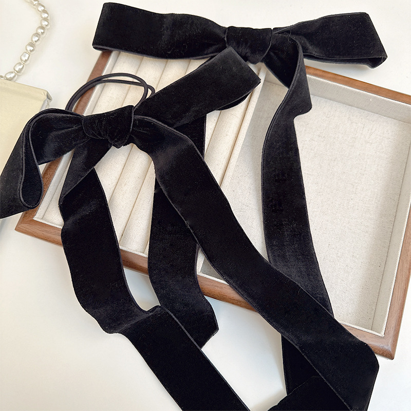 Velúr Δέσιμο Μαλλιών για Ουρά με Διπλό Φιόγκο, Χειροποίητο από Xinlige, Υψηλή Ελαστικότητα, Μοντέρνο Αξεσουάρ Μετακίνησης