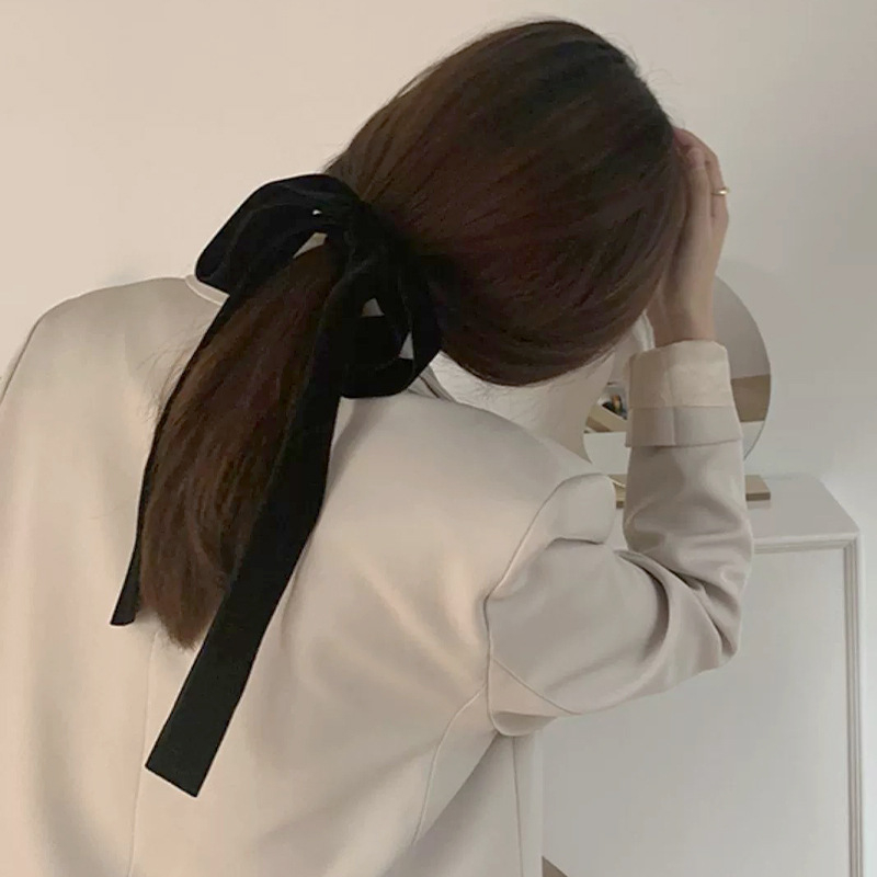 Velúr Δέσιμο Μαλλιών για Ουρά με Διπλό Φιόγκο, Χειροποίητο από Xinlige, Υψηλή Ελαστικότητα, Μοντέρνο Αξεσουάρ Μετακίνησης