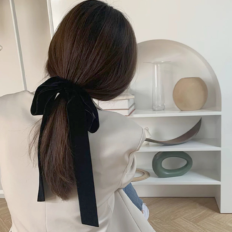 Velúr Δέσιμο Μαλλιών για Ουρά με Διπλό Φιόγκο, Χειροποίητο από Xinlige, Υψηλή Ελαστικότητα, Μοντέρνο Αξεσουάρ Μετακίνησης