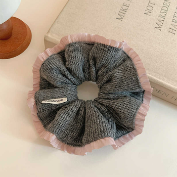 Kórejský štýl nylonový pletený scrunchie na vlasy, ručne vyrobený, vysoká elasticita