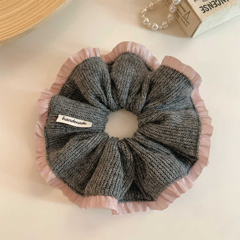 Kórejský štýl nylonový pletený scrunchie na vlasy, ručne vyrobený, vysoká elasticita