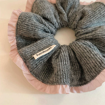 Kórejský štýl nylonový pletený scrunchie na vlasy, ručne vyrobený, vysoká elasticita