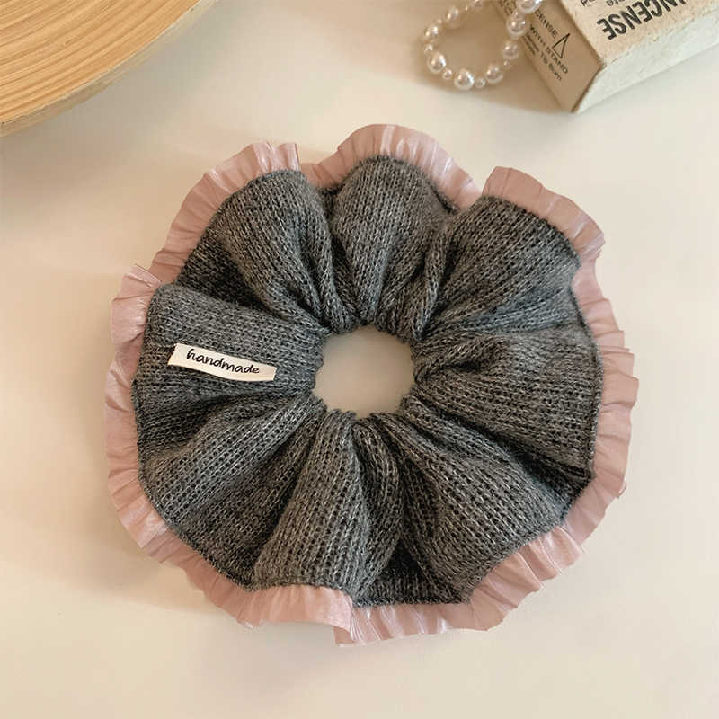 Kórejský štýl nylonový pletený scrunchie na vlasy, ručne vyrobený, vysoká elasticita