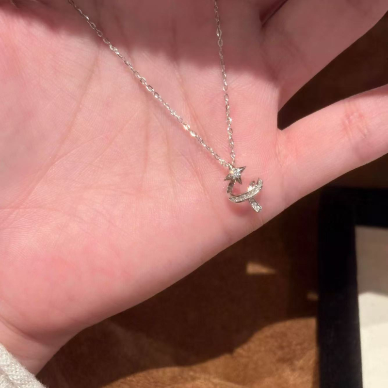 925-ös ezüst csillag medálos nyaklánc, kereszt alakú lánccal, ezüst-aranyozott bevonat, csillag alakú, medál anyaga: 925 ezüst