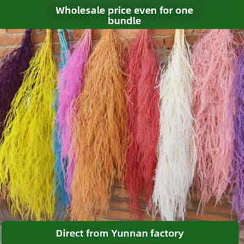 Visiaca kvetinová dekorácia z konzervovaných a sušených kvetov s Dragon Whiskers Grass a Long-Haired Grass – Yunnan Runhong, Model 2024, Čína, Moderný minimalistický štýl