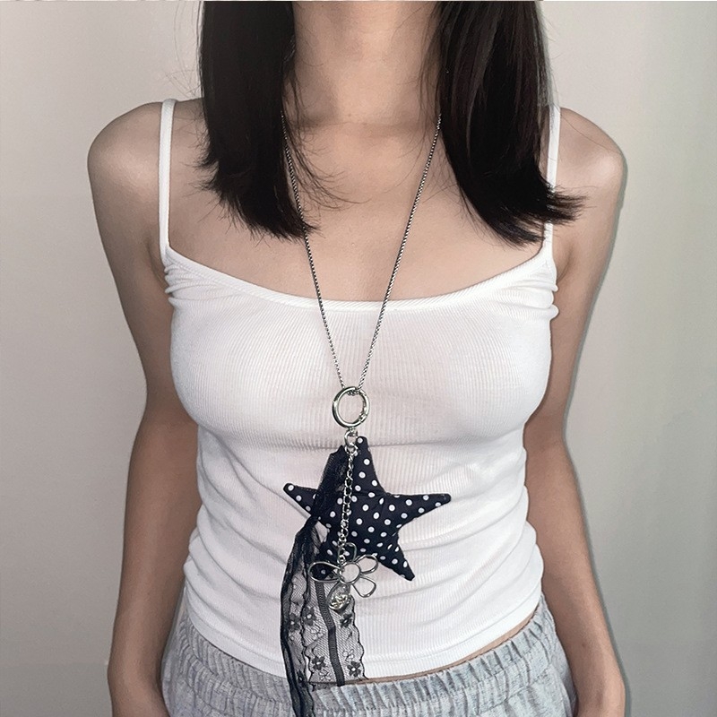 Nyaklánc pöttyös csillag medállal, rétegzett geometriás lánccal, ötvözetből, Zuoyang Jewelry, 2025 ősz