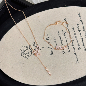 Set colier și brățară pentru femei cu ciucuri din cupru — electroplacare, lanț normal, pandantiv din cupru