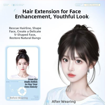 Franču stila bangs matu lāsiņa, puse roku adīts zīda matu maisījums, apjoms un galvas augšējās daļas pārklājums, bangs taisnas vai slīpās