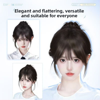 Franču stila bangs matu lāsiņa, puse roku adīts zīda matu maisījums, apjoms un galvas augšējās daļas pārklājums, bangs taisnas vai slīpās