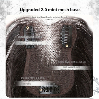 Princese griezuma bangs parūka, daļēji rokām austā, sajaukta zīda matu šķiedra, modelis Zf-d59, augšējais apjoms, dabiskā piere