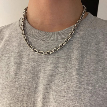 Огърлица от неръждаема стомана с кръстосана верига, ръчна изработка, U-образна форма, унисекс, неутрален стил, тегло 20 g