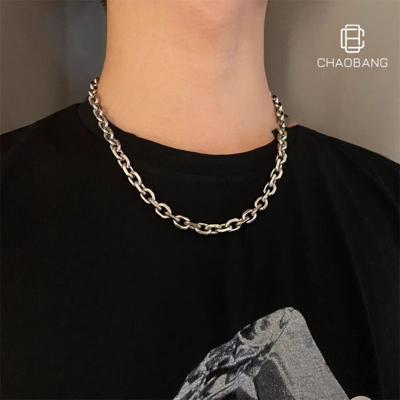 Огърлица от неръждаема стомана с кръстосана верига, ръчна изработка, U-образна форма, унисекс, неутрален стил, тегло 20 g