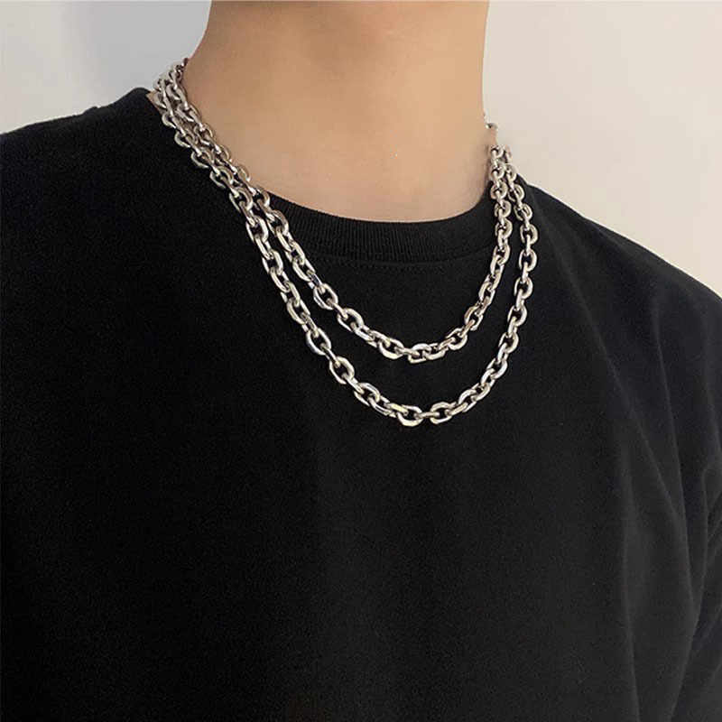 Огърлица от неръждаема стомана с кръстосана верига, ръчна изработка, U-образна форма, унисекс, неутрален стил, тегло 20 g