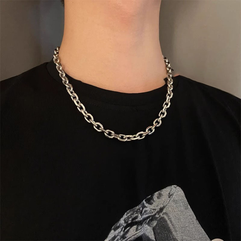 Огърлица от неръждаема стомана с кръстосана верига, ръчна изработка, U-образна форма, унисекс, неутрален стил, тегло 20 g