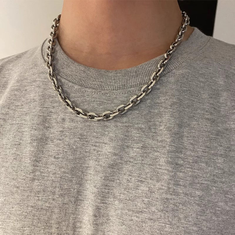 Огърлица от неръждаема стомана с кръстосана верига, ръчна изработка, U-образна форма, унисекс, неутрален стил, тегло 20 g