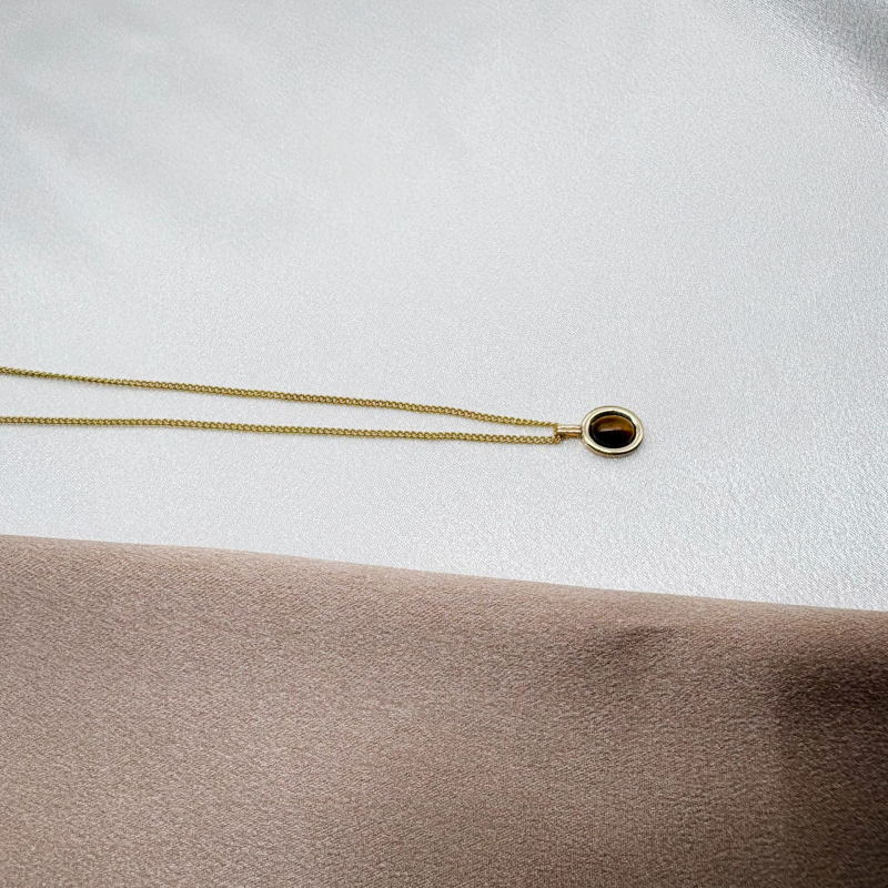 Ogrlica od tigrovog oka s lancem od perli, geometrijski dizajn, vintage efekt, višeslojna
