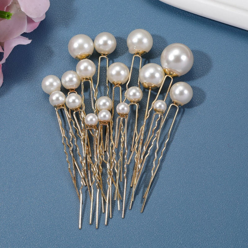 Pärlidega juukseklips U-kujuline – minimalistlik disain, pulmade aksessuaar, Carol bränd