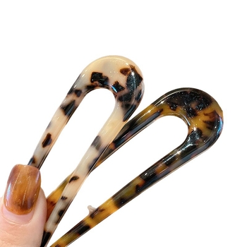Dodatak za kosu – korejskog stila, leopard uzorak, acetat materijal, U-oblik kopča, pojedinačno pakiranje