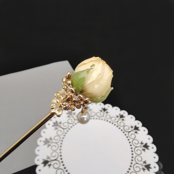 Valódi szárított virágos hajtű — retro stílus, virágos mintázat, fejfedő kiegészítő