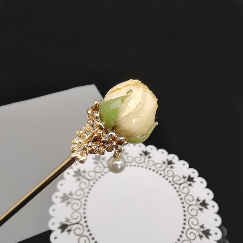 Valódi szárított virágos hajtű — retro stílus, virágos mintázat, fejfedő kiegészítő