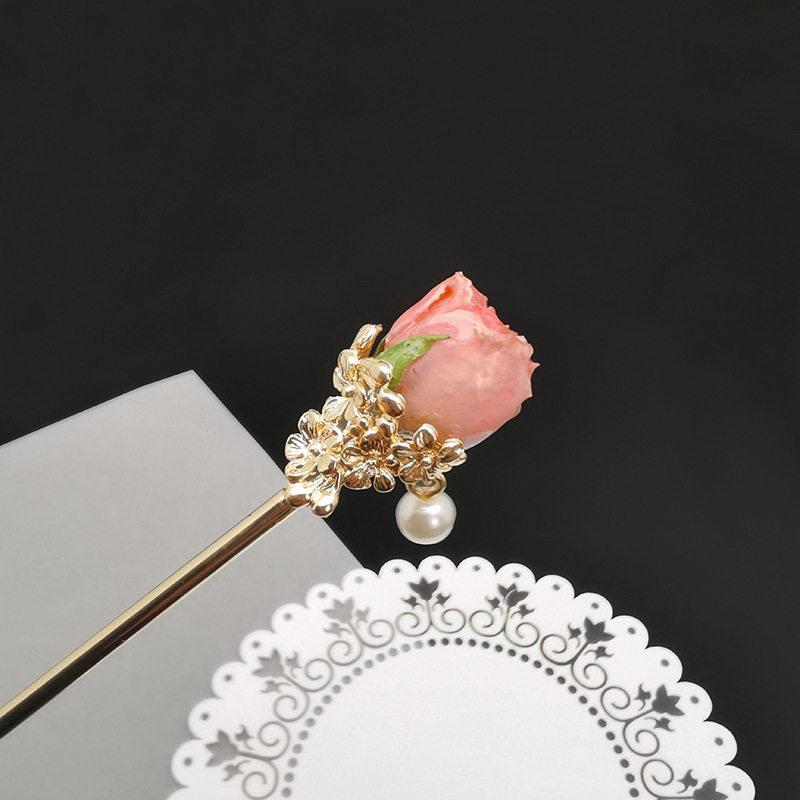 Valódi szárított virágos hajtű — retro stílus, virágos mintázat, fejfedő kiegészítő