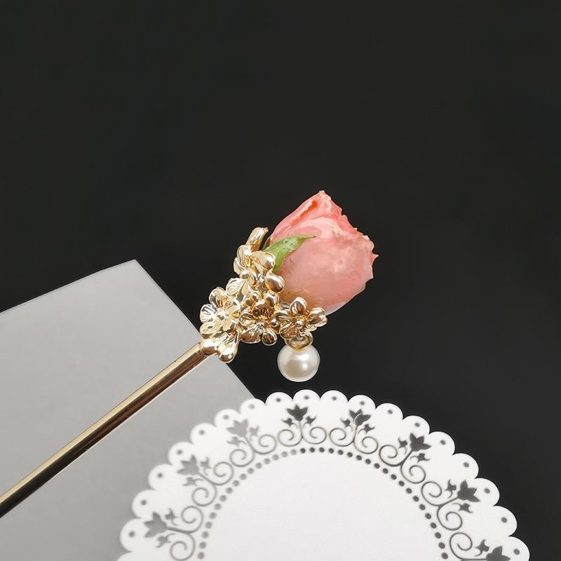 Valódi szárított virágos hajtű — retro stílus, virágos mintázat, fejfedő kiegészítő