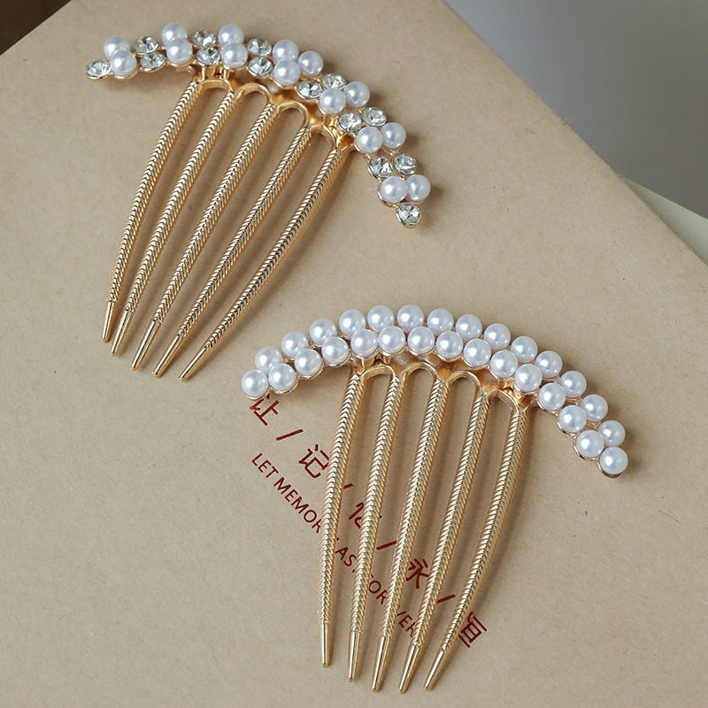 Μεταλλικό καρφί μαλλιών με μαργαριτάρια, ηλεκτροχρωμιωμένο αξεσουάρ κεφαλής για γυναίκες