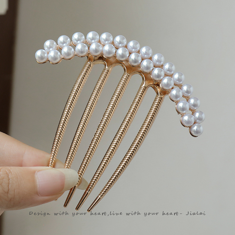 Μεταλλικό καρφί μαλλιών με μαργαριτάρια, ηλεκτροχρωμιωμένο αξεσουάρ κεφαλής για γυναίκες