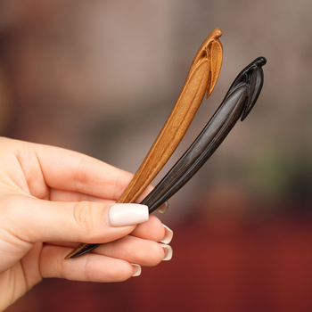 Clip de păr din lemn, stil chinezesc, design cu frunză de bambus, ambalaj în vrac, lansat în 2025