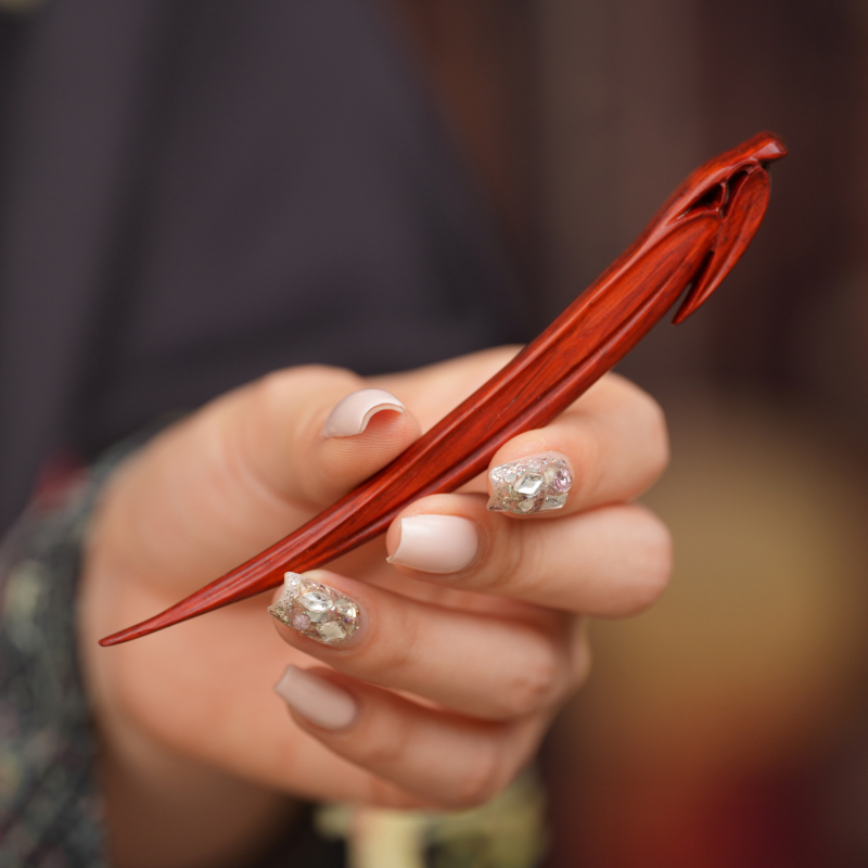 Clip de păr din lemn, stil chinezesc, design cu frunză de bambus, ambalaj în vrac, lansat în 2025