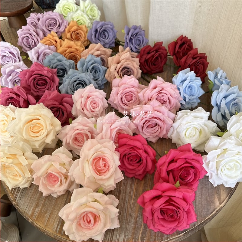 Изкуствени рози от коприна, триглави, без листа, за сватбено и домашно оформление