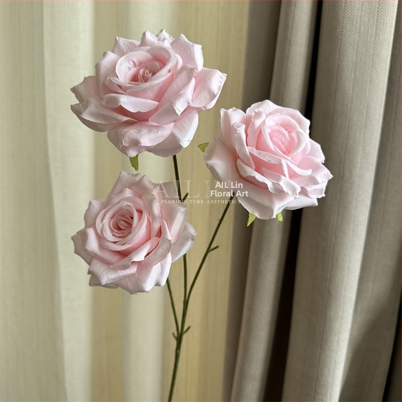 Изкуствени рози от коприна, триглави, без листа, за сватбено и домашно оформление