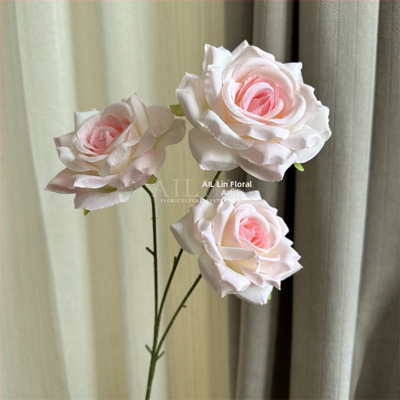 Изкуствени рози от коприна, триглави, без листа, за сватбено и домашно оформление