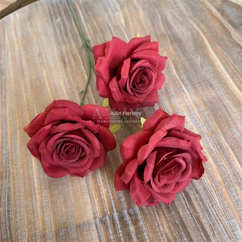 Изкуствени рози от коприна, триглави, без листа, за сватбено и домашно оформление