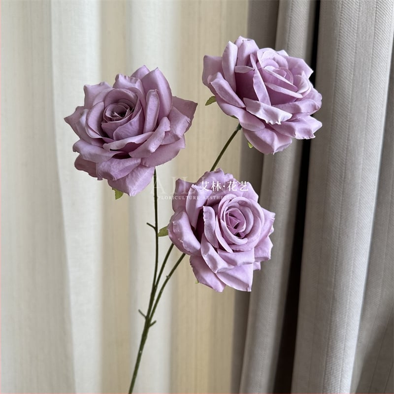 Изкуствени рози от коприна, триглави, без листа, за сватбено и домашно оформление