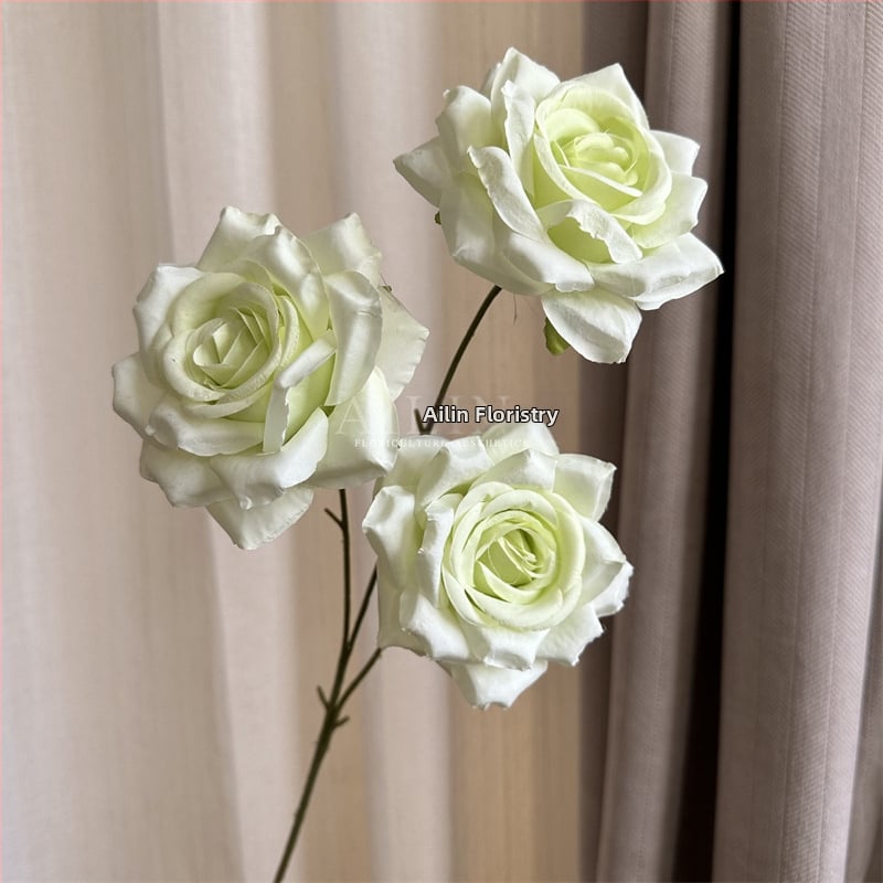 Изкуствени рози от коприна, триглави, без листа, за сватбено и домашно оформление