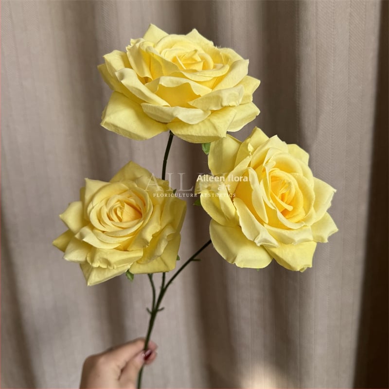 Изкуствени рози от коприна, триглави, без листа, за сватбено и домашно оформление