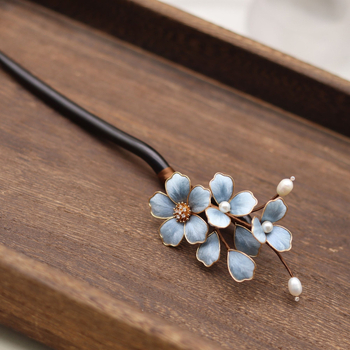 Clip de păr cu floare de mătase – Stil retro Hanfu, clips în formă de floare, lansare vară 2025