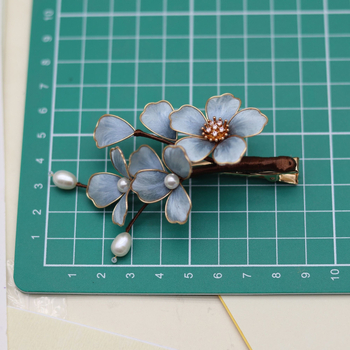 Clip de păr cu floare de mătase – Stil retro Hanfu, clips în formă de floare, lansare vară 2025