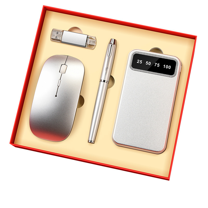 Set premium tastatură și mouse pentru cadouri corporative, construcție metalică, personalizare logo, ambalat într-o cutie cadou personalizată