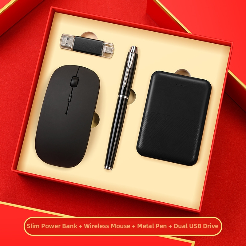 Set premium tastatură și mouse pentru cadouri corporative, construcție metalică, personalizare logo, ambalat într-o cutie cadou personalizată