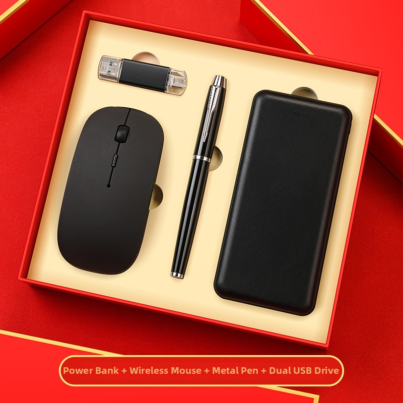 Set premium tastatură și mouse pentru cadouri corporative, construcție metalică, personalizare logo, ambalat într-o cutie cadou personalizată